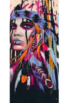 STCA5002 – PURPLE FEATHERS STRETCHED CANVAS 70x160x3.5