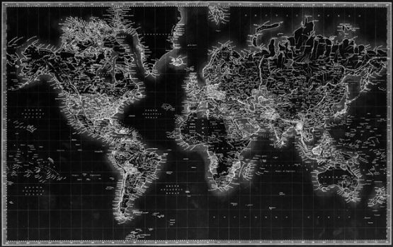 STCA5028 – WORLD MAP BLACK STRETCHED CANVAS 160x100x3.5